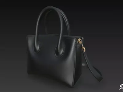 Black Formal Office Handbag Low-poly 3D model