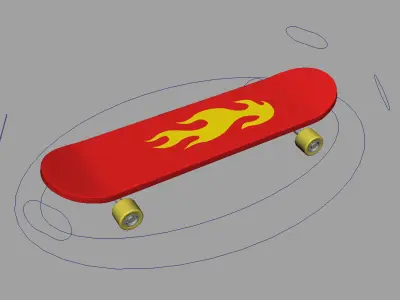 Skateboard with flames 3D model
