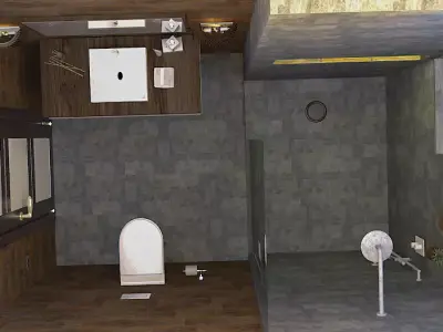 Modern Bathroom interior  Low-poly 3D model