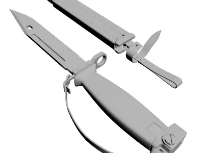 Knife with sheath Low-poly 3D model