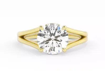 Split Shank Round Center Stone Engagement Ring 3D print model