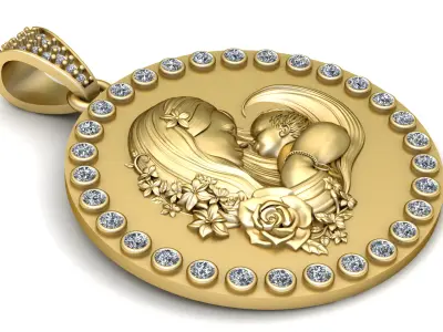 MOTHER BABY CION PENDANT 3D PRINTABLE MODEL  3D print model