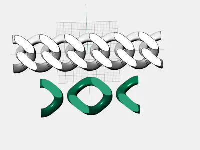 24mm traditional Cuban Link  with endings half links 3D print model