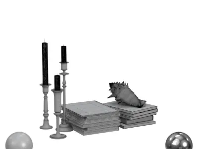 Books and Candles 3D model