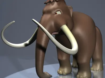 Cartoon Mammoth Rigged Low-poly 3D model