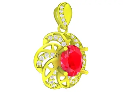 4949 luxury korean style diamond oval women pendant  3D print model