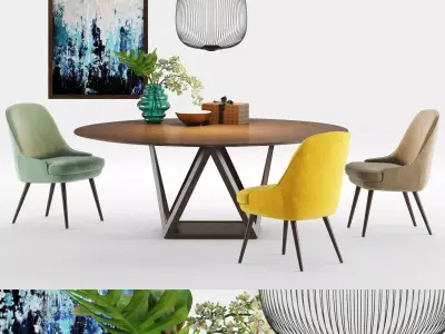 Walter Knoll Tobu Table and 375 Chair 3D model