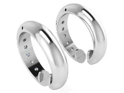 Hoop Diamond Earring 2807 3D print model