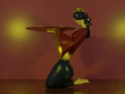 Showpiece Woman plate holder Low-poly 3D model