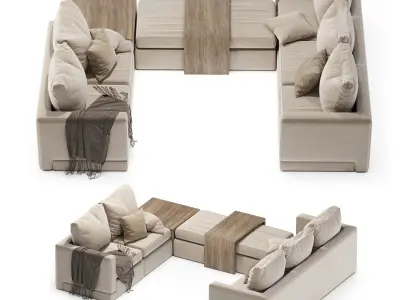 Minotti sofa cream 3D model