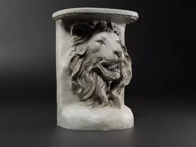 Scanned Lion Head Pedestal Free 3D model