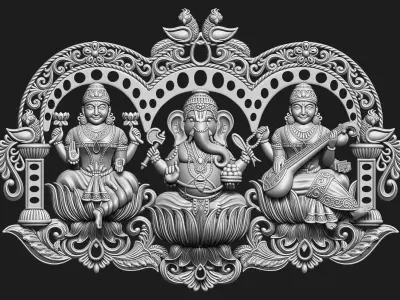 Laxmi Ganesha Saraswati 3D print model