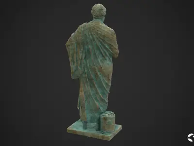 Sophocles Antique Statue - Oxidized Bronze Low-poly 3D model