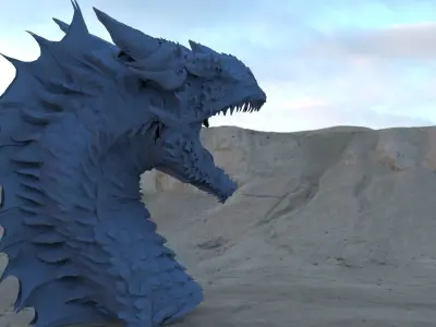 Dragon head roar posed head 3D model