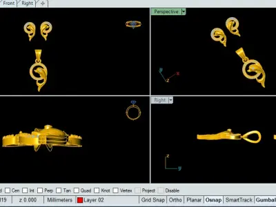 Fancy Dolphin Pendant Set - 010 3D print model