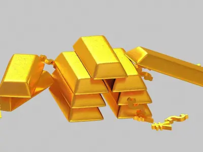 gold bar metal precious value casino scannedprices money bank  3D model