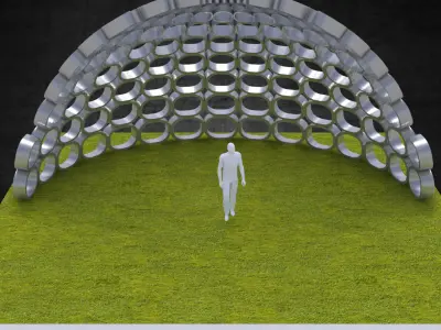 Dome structure with round panels geodesic shape Low-poly 3D model