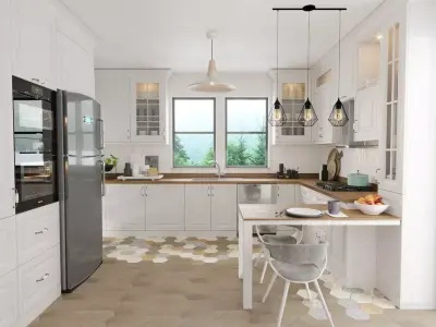 Country Kitchen Scene 02 3D Model 3D model