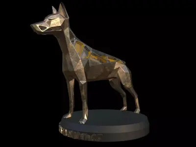 Steampunk Doberman Pinscher Low-poly 3D model