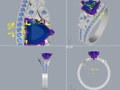 Heart ring 3D print model 5