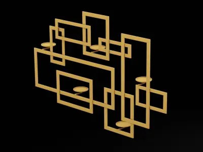 Golden Geometrical Furniture Design  Low-poly 3D model