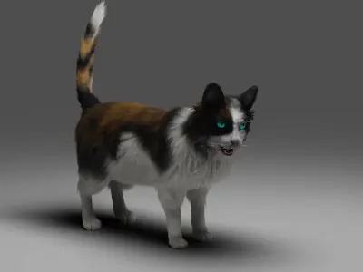 Fur Calico Cat Rigged 01 Low-poly 3D model