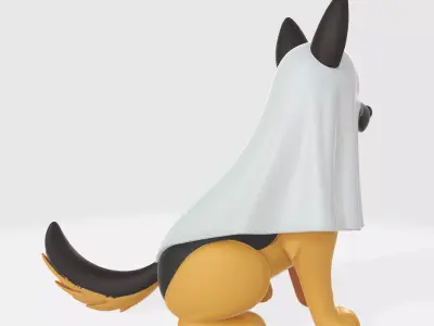 Cute German Shepherd Ghost Dog Figurine Halloween Decor 3D print model