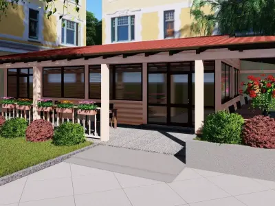 3D model of the cafe extension 2 versions Free 3D model