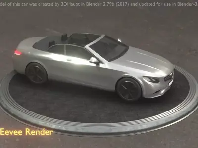 City Car 73 Top-Class Cabrio Open Type-A Silver Low-poly 3D model