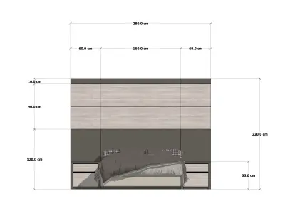 Shadow line Elegance Bed Set - Sunset 3D model