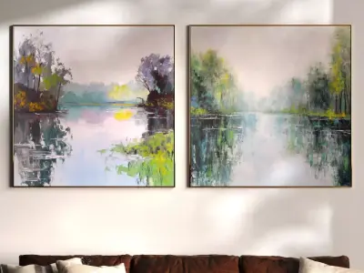 Set of large canvas paintings 16 3D model