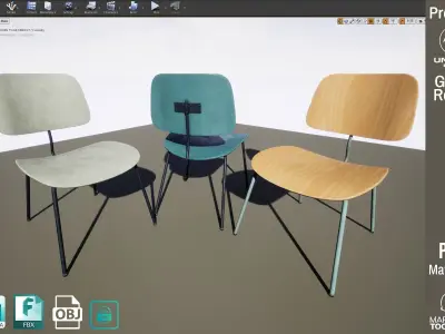 3 Detailed Retro School Chairs Design PBR - Lumion - UE4 Low-poly 3D model