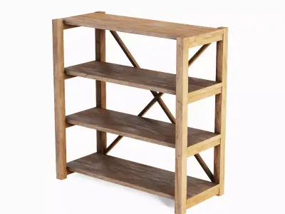 Wide Pottery Shelf 05 Low-poly 3D model