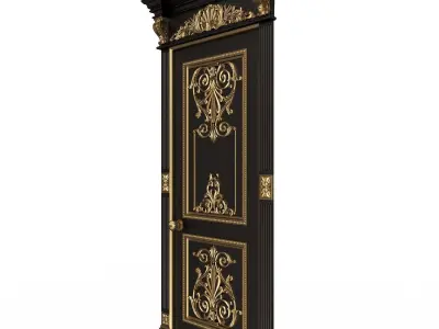 Carved Door Classic 0902 Black Low-poly 3D model
