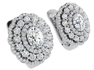 Oval Halo Clip On Earring 4693 3D print model