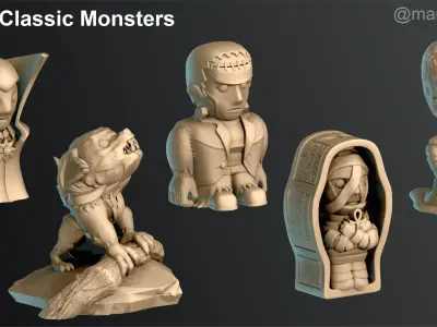 Classic Monsters - Halloween Decoration 3D print model