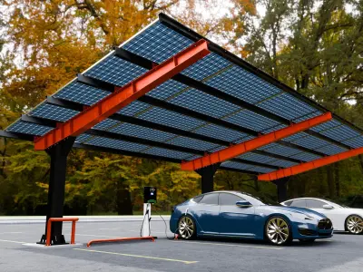 L Type 4 Car Solar Carport 3D model