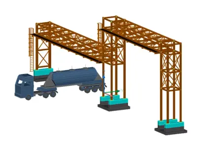 Pipe Bridge 3 levels 44m long 2700mm wide min 6700m clearance 3D model