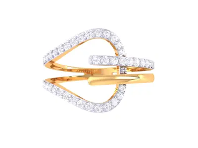 Luxury Crossover S-Curve Diamond Ring CAD File for Casting 3D print model