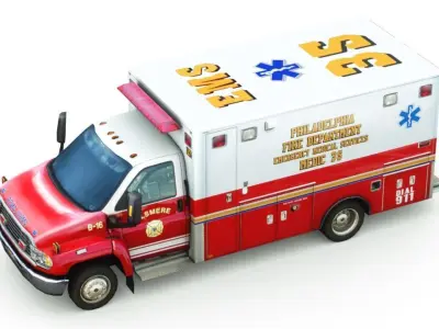 Generic Ambulance v10 Low-poly 3D model