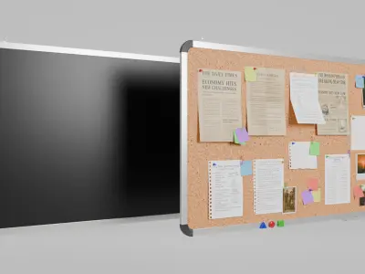 Customizable Metal Wall Cork Board - Pin Notice Board Low-poly 3D model