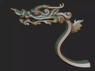  dragon head decorative crank handle decorative sculpture 3D print model