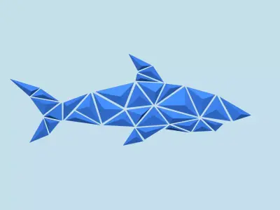 Shark Geometric Panel - Animal Minimalist Decoration 3D print model