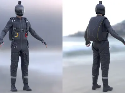 Mens and Womens Skydiving Uniforms - Modular - Rigged 3D Model Collection