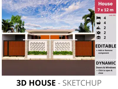 House 7x12m code 566 - Sketchup 3D model 3D model 3D model