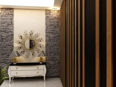 Spacious 3BHK Interior Design and Decoration 3D model