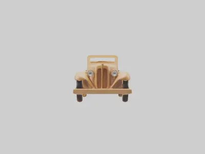 Wooden Car Model Low-poly 3D model