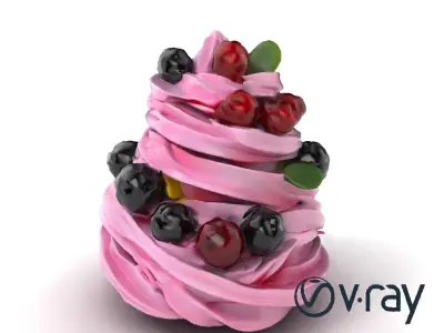 Whimsical Berry Meringue Tower model pack Low-poly 3D model