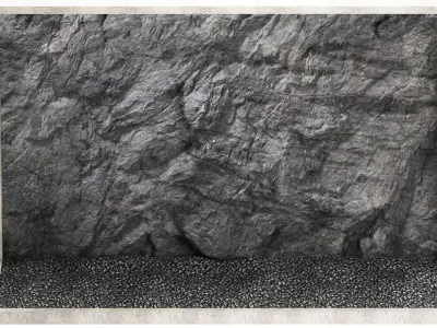 Wall composition black stone rock 3D model
