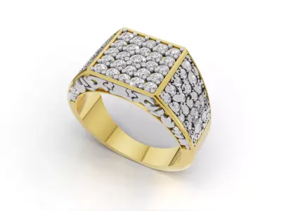 Luxurious Gold and Diamond Men s Statement Ring  Free 3D print model